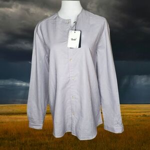 Reverb Cotton & Linen Blend  Button Down Top